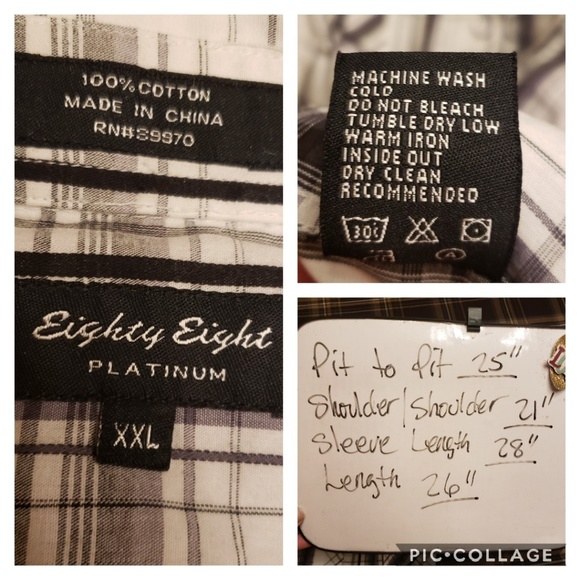 EIGHTY EIGHT PLATINUM 100% COTTON PLAID SHIRT XXL - Picture 7 of 7